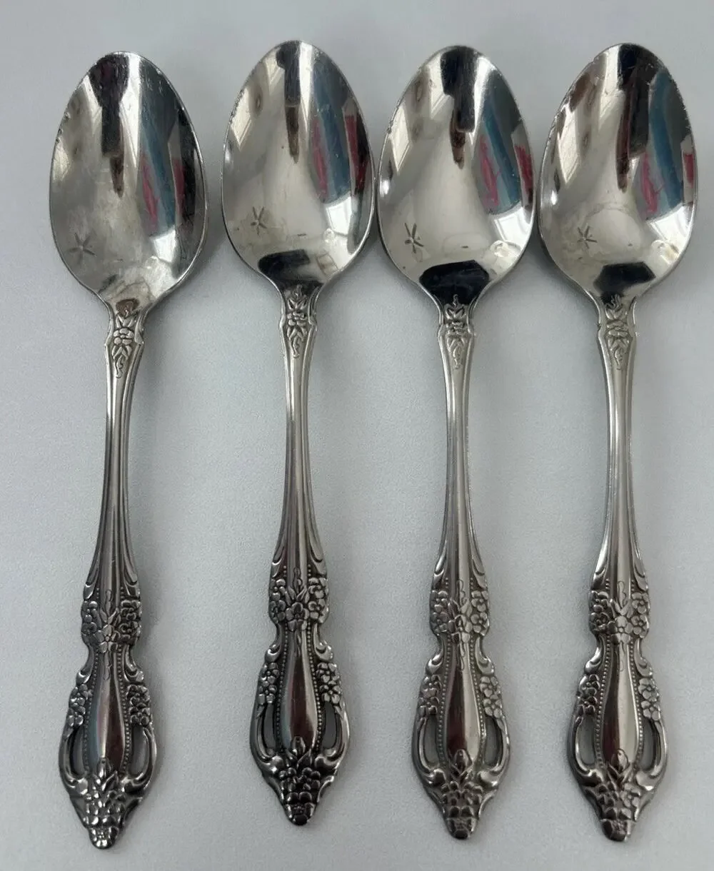 Vtg Raphael Distinction Deluxe Oneida Set Of 4 Teaspoons 6” Stainless Flatware